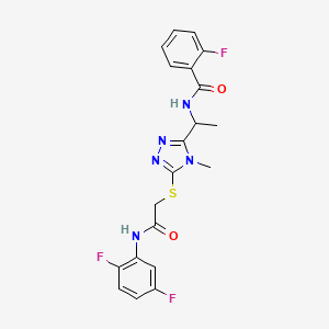 molecular formula C20H18F3N5O2S B15398853 N-{1-[5-({2-[(2,5-difluorophenyl)amino]-2-oxoethyl}sulfanyl)-4-methyl-4H-1,2,4-triazol-3-yl]ethyl}-2-fluorobenzamide CAS No. 946666-68-8