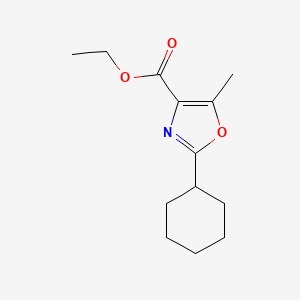 molecular formula C13H19NO3 B15399264 4-Oxazolecarboxylic acid, 2-cyclohexyl-5-methyl-, ethyl ester CAS No. 61152-00-9