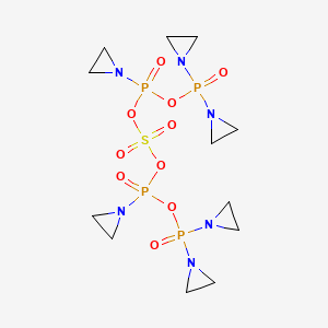 molecular formula C12H24N6O10P4S B15399269 Sulfuric acid, dianhydride with 1-aziridinyl((bis(1-aziridinyl)phosphonyl)oxy)phosphinic acid CAS No. 52161-26-9