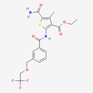 molecular formula C19H19F3N2O5S B15399316 Ethyl 5-carbamoyl-4-methyl-2-[({3-[(2,2,2-trifluoroethoxy)methyl]phenyl}carbonyl)amino]thiophene-3-carboxylate CAS No. 832127-41-0