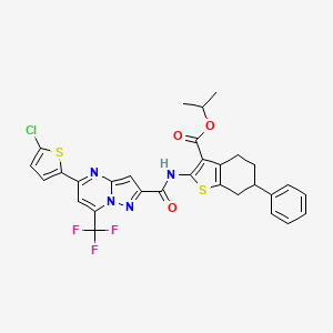 molecular formula C30H24ClF3N4O3S2 B15399444 Propan-2-yl 2-({[5-(5-chlorothiophen-2-yl)-7-(trifluoromethyl)pyrazolo[1,5-a]pyrimidin-2-yl]carbonyl}amino)-6-phenyl-4,5,6,7-tetrahydro-1-benzothiophene-3-carboxylate CAS No. 438231-94-8