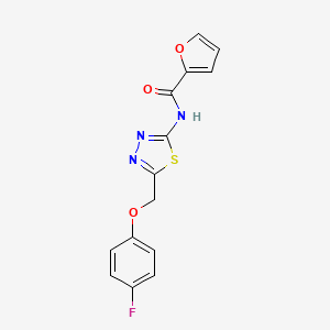 molecular formula C14H10FN3O3S B15399926 N-[5-[(4-fluorophenoxy)methyl]-1,3,4-thiadiazol-2-yl]furan-2-carboxamide CAS No. 292161-75-2
