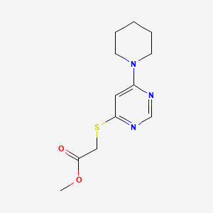 molecular formula C12H17N3O2S B15399989 Acetic acid, ((6-(1-piperidinyl)-4-pyrimidinyl)thio)-, methyl ester CAS No. 95546-88-6