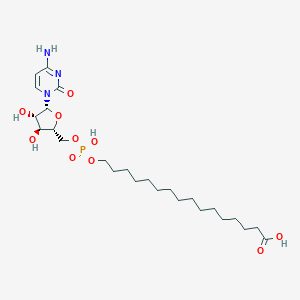 molecular formula C25H44N3O10P B154000 4-Amino-1-(5-O-(((15-carboxypentadecyl)oxy)hydroxyphosphinyl)-beta-D-arabinofuranosyl)-2(1H)-pyrimidinone CAS No. 128864-45-9