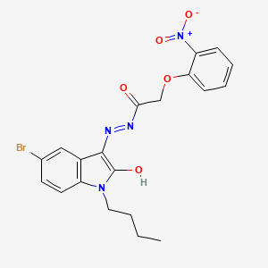molecular formula C20H19BrN4O5 B15400175 N'-[(3E)-5-bromo-1-butyl-2-oxo-1,2-dihydro-3H-indol-3-ylidene]-2-(2-nitrophenoxy)acetohydrazide CAS No. 497867-85-3