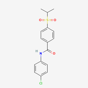 molecular formula C16H16ClNO3S B15400191 Benzanilide, 4'-chloro-4-(isopropylsulfonyl)- CAS No. 18453-17-3