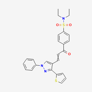 molecular formula C26H25N3O3S2 B15400363 N,N-diethyl-4-[3-(1-phenyl-3-thiophen-2-yl-pyrazol-4-yl)prop-2-enoyl]benzenesulfonamide CAS No. 5669-79-4