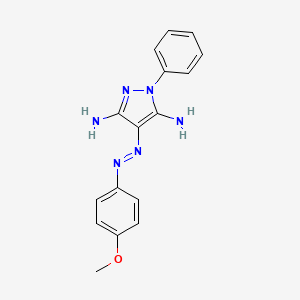 molecular formula C16H16N6O B15400411 (4E)-4-[2-(4-methoxyphenyl)hydrazinylidene]-1-phenylpyrazolidine-3,5-diimine CAS No. 5456-93-9