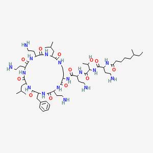 molecular formula C58H102N16O12 B15400501 N-[4-amino-1-[[1-[[4-amino-1-oxo-1-[[6,9,18-tris(2-aminoethyl)-15-benzyl-3,12-bis(2-methylpropyl)-2,5,8,11,14,17,20-heptaoxo-1,4,7,10,13,16,19-heptazacyclotricos-21-yl]amino]butan-2-yl]amino]-3-hydroxy-1-oxobutan-2-yl]amino]-1-oxobutan-2-yl]-6-methyloctanamide CAS No. 63700-39-0