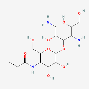 molecular formula C15H31N3O9 B15400559 D-Glucitol, 1,4-diamino-1,4-dideoxy-3-O-(4-deoxy-4-((1-oxopropyl)amino)-alpha-D-glucopyranosyl)- CAS No. 60534-70-5