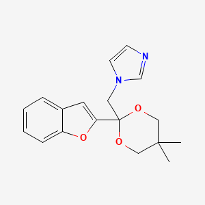 molecular formula C18H20N2O3 B15400589 1H-Imidazole, 1-((2-(2-benzofuranyl)-5,5-dimethyl-1,3-dioxan-2-yl)methyl)- CAS No. 98519-15-4