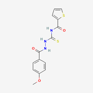 molecular formula C14H13N3O3S2 B15400640 N-[[(4-methoxybenzoyl)amino]carbamothioyl]thiophene-2-carboxamide CAS No. 332389-35-2