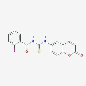 molecular formula C17H11FN2O3S B15400751 2-fluoro-N-[(2-oxochromen-6-yl)carbamothioyl]benzamide CAS No. 848918-28-5