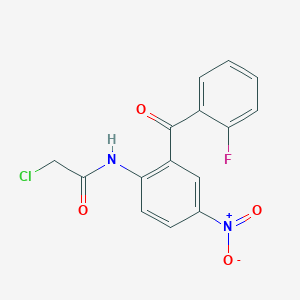 molecular formula C15H10ClFN2O4 B154010 2-Chloro-N-[2-(2-fluorobenzoyl)-4-nitrophenyl]acetamide CAS No. 76895-80-2
