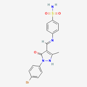 molecular formula C17H15BrN4O3S B15401299 4-({(E)-[1-(4-bromophenyl)-3-methyl-5-oxo-1,5-dihydro-4H-pyrazol-4-ylidene]methyl}amino)benzenesulfonamide CAS No. 4993-18-4