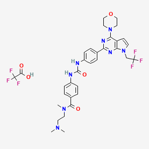 molecular formula C33H36F6N8O5 B15401324 N-[2-(dimethylamino)ethyl]-N-methyl-4-[[4-[4-morpholin-4-yl-7-(2,2,2-trifluoroethyl)pyrrolo[2,3-d]pyrimidin-2-yl]phenyl]carbamoylamino]benzamide;2,2,2-trifluoroacetic acid 