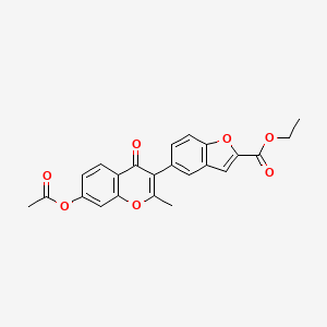 molecular formula C23H18O7 B15401478 ethyl 5-(7-acetoxy-2-methyl-4-oxo-4H-chromen-3-yl)benzofuran-2-carboxylate CAS No. 39258-68-9