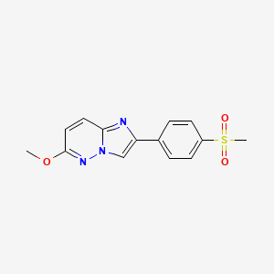 molecular formula C14H13N3O3S B15401596 Imidazo(1,2-b)pyridazine, 6-methoxy-2-(p-methylsulfonylphenyl)- CAS No. 3415-22-3