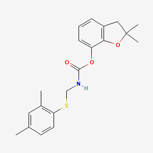 molecular formula C20H23NO3S B15401752 Carbamic acid, ((2,4-dimethylphenyl)thio)methyl-, 2,3-dihydro-2,2-dimethyl-7-benzofuranyl ester CAS No. 50539-69-0