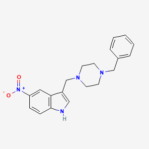 molecular formula C20H22N4O2 B15401786 Indole, 3-((4-benzylpiperazinyl)methyl)-5-nitro- CAS No. 3414-72-0