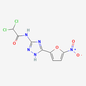 molecular formula C8H5Cl2N5O4 B15401892 s-Triazole, 5-(2,2-dichloroacetamido)-3-(5-nitro-2-furyl)- CAS No. 64082-38-8