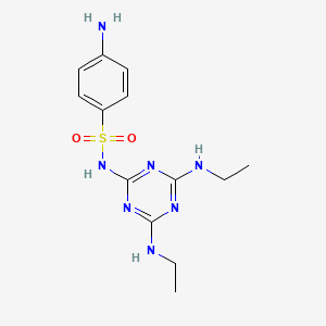 molecular formula C13H19N7O2S B15401975 4-amino-N-[4,6-bis(ethylamino)-1,3,5-triazin-2-yl]benzenesulfonamide CAS No. 117623-76-4