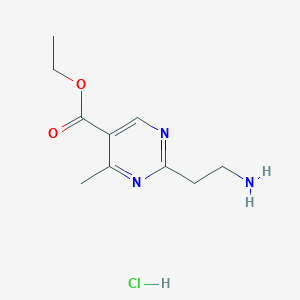 molecular formula C10H16ClN3O2 B15402408 Ethyl 2-(2-aminoethyl)-4-methylpyrimidine-5-carboxylate hydrochloride 