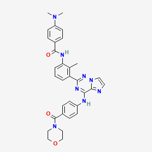 molecular formula C32H32N8O3 B15402429 Benzamide, 4-(dimethylamino)-N-[2-methyl-3-[4-[[4-(4-morpholinylcarbonyl)phenyl]amino]imidazo[2,1-f][1,2,4]triazin-2-yl]phenyl]- 