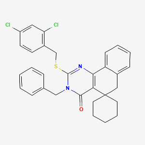 molecular formula C31H28Cl2N2OS B15402477 3-benzyl-2-[(2,4-dichlorophenyl)methylsulfanyl]spiro[6H-benzo[h]quinazoline-5,1'-cyclohexane]-4-one CAS No. 371130-67-5