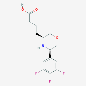 molecular formula C14H16F3NO3 B15402513 4-((3S,5R)-5-(3,4,5-trifluorophenyl)morpholin-3-yl)butanoic acid 