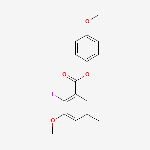 molecular formula C16H15IO4 B15403303 Benzoic acid, 2-iodo-3-methoxy-5-methyl-, 4-methoxyphenyl ester CAS No. 874130-57-1