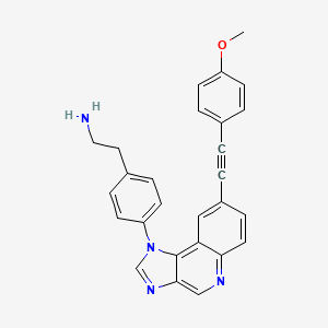 molecular formula C27H22N4O B15404121 Benzeneethanamine, 4-[8-[2-(4-methoxyphenyl)ethynyl]-1H-imidazo[4,5-c]quinolin-1-yl]- 