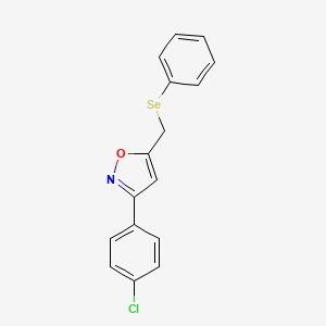 molecular formula C16H12ClNOSe B15404794 Isoxazole, 3-(4-chlorophenyl)-5-[(phenylseleno)methyl]- CAS No. 833462-33-2