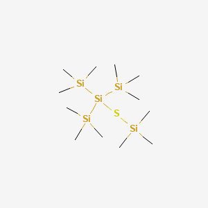 molecular formula C12H36SSi5 B15405053 1,1,1,3,3,3-Hexamethyl-2-(trimethylsilyl)-2-[(trimethylsilyl)sulfanyl]trisilane CAS No. 832083-96-2