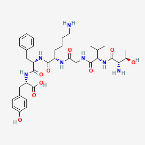 molecular formula C35H51N7O9 B15405610 L-Threonyl-L-valylglycyl-L-lysyl-L-phenylalanyl-L-tyrosine CAS No. 873652-82-5