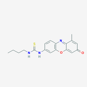 molecular formula C18H19N3O2S B15405650 Thiourea, N-butyl-N'-(1-methyl-3-oxo-3H-phenoxazin-7-yl)- CAS No. 834897-45-9