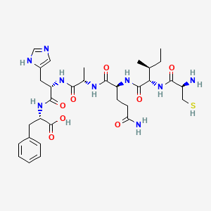 molecular formula C32H47N9O8S B15406280 L-Cysteinyl-L-isoleucyl-L-glutaminyl-L-alanyl-L-histidyl-L-phenylalanine CAS No. 855399-31-4