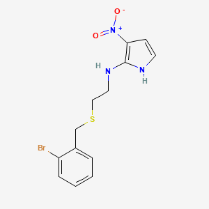 molecular formula C13H14BrN3O2S B15406629 N-(2-{[(2-Bromophenyl)methyl]sulfanyl}ethyl)-3-nitro-1H-pyrrol-2-amine CAS No. 836604-36-5