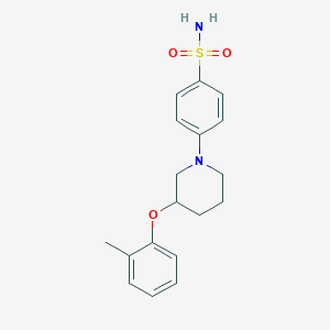 molecular formula C18H22N2O3S B15406794 Benzenesulfonamide, 4-[3-(2-methylphenoxy)-1-piperidinyl]- CAS No. 827322-92-9