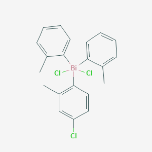 molecular formula C21H20BiCl3 B15406940 Bismuth, dichloro(4-chloro-2-methylphenyl)bis(2-methylphenyl)- CAS No. 823213-36-1