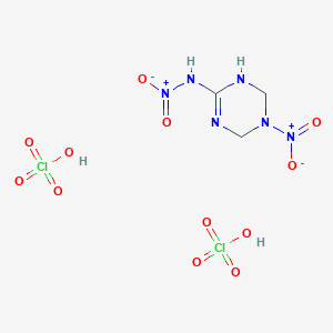 molecular formula C3H8Cl2N6O12 B15407308 N-(3-nitro-2,4-dihydro-1H-1,3,5-triazin-6-yl)nitramide;perchloric acid CAS No. 835616-35-8
