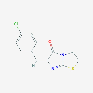 molecular formula C12H9ClN2OS B154074 Imidazo(2,1-b)thiazol-5(6H)-one, 2,3-dihydro-6-((4-chlorophenyl)methylene)- CAS No. 129228-63-3