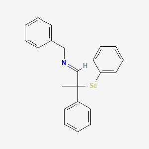 molecular formula C22H21NSe B15408192 Benzenemethanamine, N-[2-phenyl-2-(phenylseleno)propylidene]- CAS No. 831200-75-0