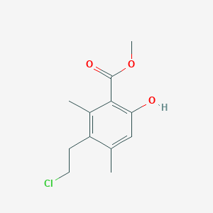molecular formula C12H15ClO3 B15408478 Benzoic acid, 3-(2-chloroethyl)-6-hydroxy-2,4-dimethyl-, methyl ester CAS No. 623936-70-9