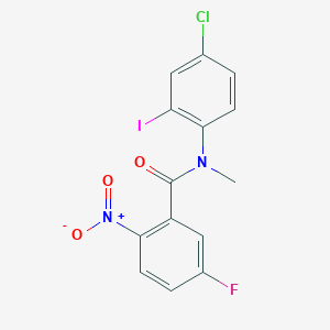 molecular formula C14H9ClFIN2O3 B15408602 Benzamide, N-(4-chloro-2-iodophenyl)-5-fluoro-N-methyl-2-nitro- CAS No. 826991-70-2