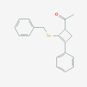 molecular formula C19H18OSe B15408925 Ethanone, 1-[3-phenyl-2-[(phenylmethyl)seleno]-2-cyclobuten-1-yl]- CAS No. 820963-03-9