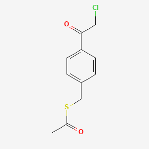 molecular formula C11H11ClO2S B15409049 S-{[4-(Chloroacetyl)phenyl]methyl} ethanethioate CAS No. 614759-98-7