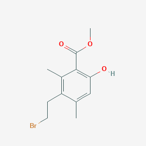 molecular formula C12H15BrO3 B15409065 Benzoic acid, 3-(2-bromoethyl)-6-hydroxy-2,4-dimethyl-, methyl ester CAS No. 623936-71-0