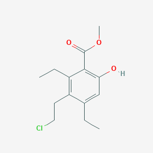 molecular formula C14H19ClO3 B15409480 Benzoic acid, 3-(2-chloroethyl)-2,4-diethyl-6-hydroxy-, methyl ester CAS No. 824948-36-9