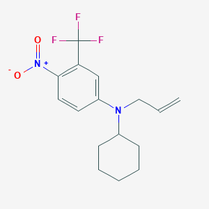 molecular formula C16H19F3N2O2 B15409506 Benzenamine, N-cyclohexyl-4-nitro-N-2-propenyl-3-(trifluoromethyl)- CAS No. 821777-00-8